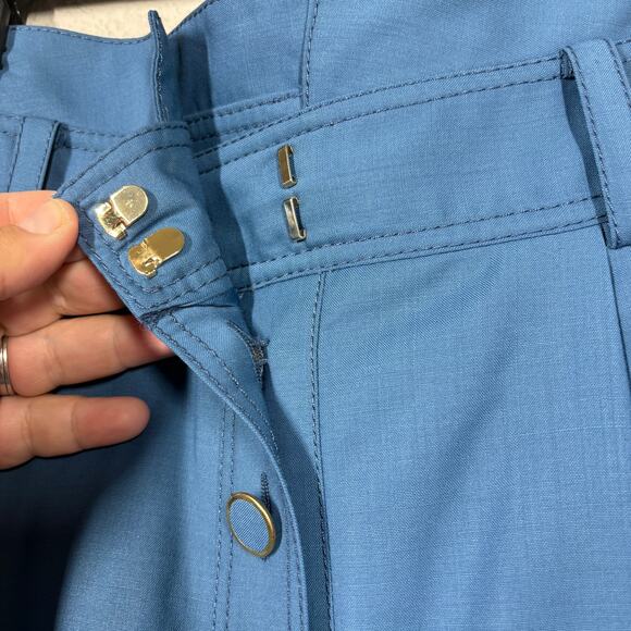 Zimmermann 1 Wool Pleated Paperbag Pants Blue Button Up High Waisted /4-6 US - Picture 10 of 13